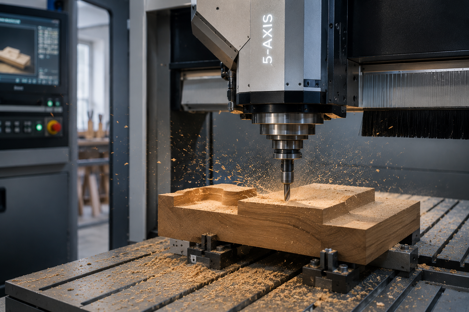 Späne fliegen an der CNC